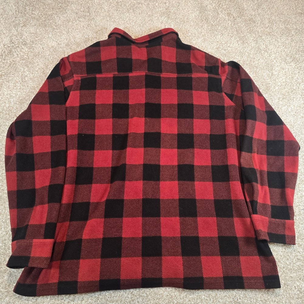 Croft & Barrow Mens XXL Red Black Buffalo Plaid Fleece Button Up Shirt Jacket - Picture 2 of 9